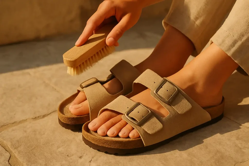 Comment désincruster les saletés dans les coutures des sandales ?