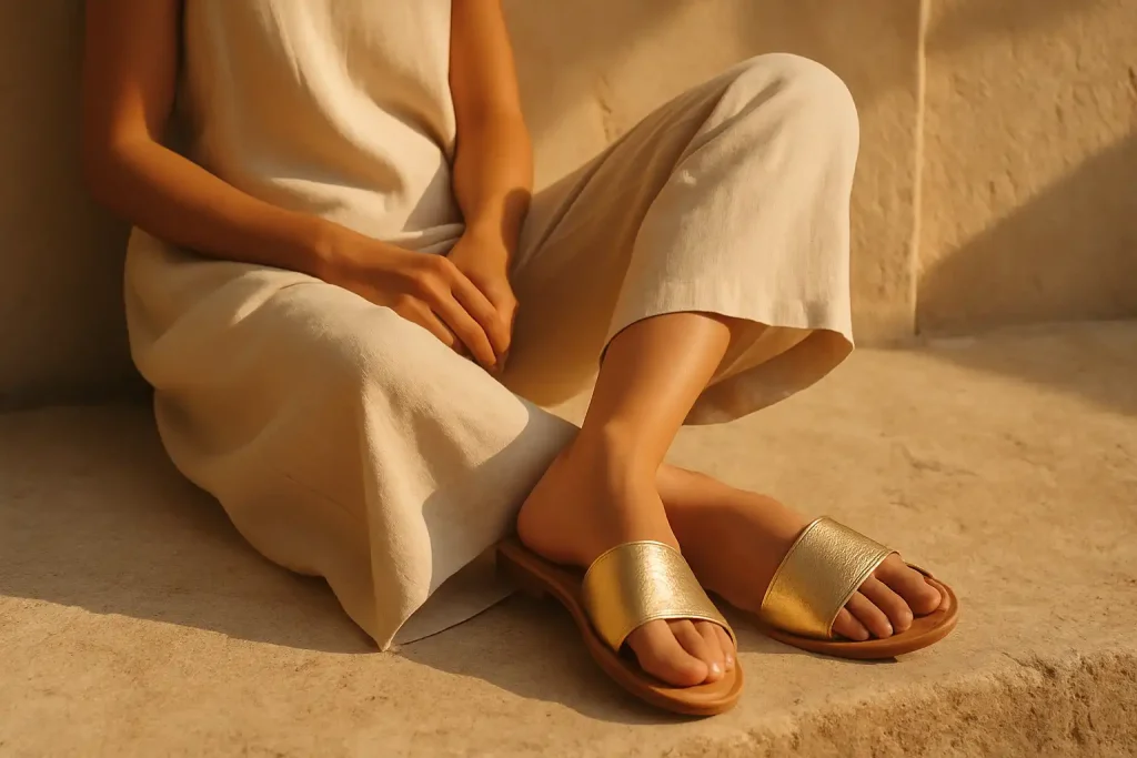 Comment porter les sandales métallisées sans en faire trop ?