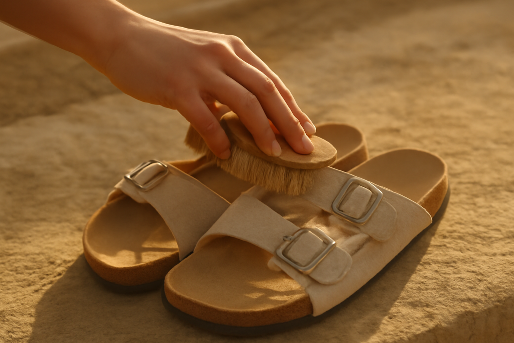 Comment entretenir des sandales en daim clair ?