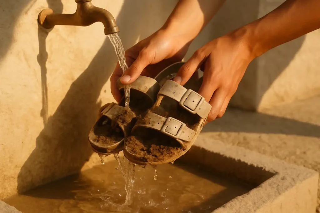 Comment nettoyer ses sandales pleines de boue ?