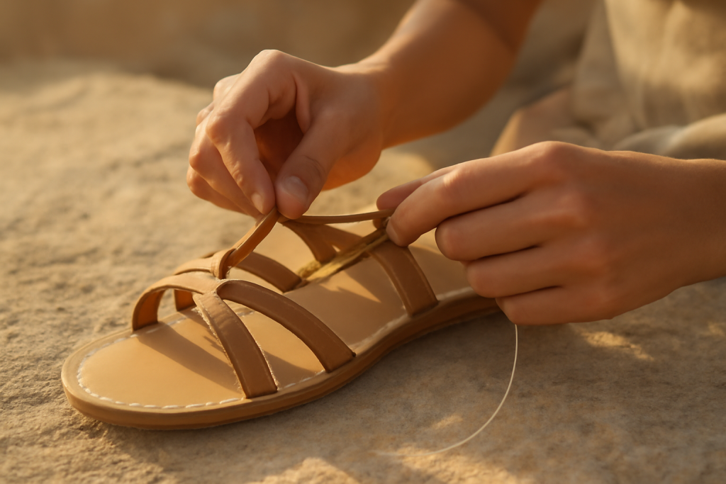 Comment réparer des brides effilochées sur ses sandales ?