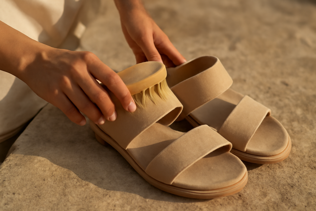 Comment entretenir ses sandales en velours ?