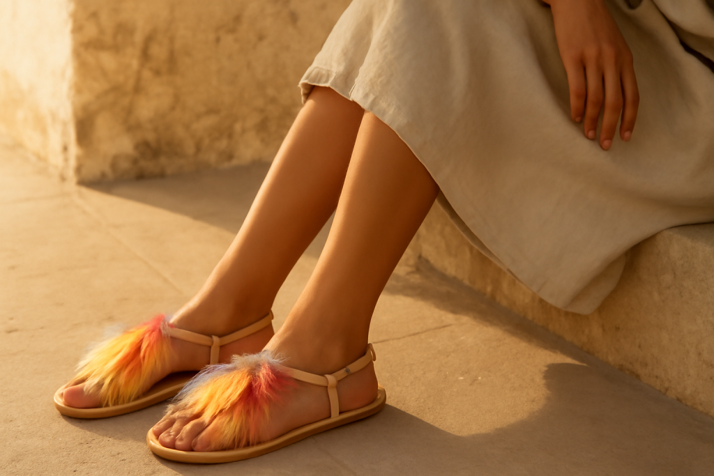 Comment porter des sandales à plumes sans trop en faire ?