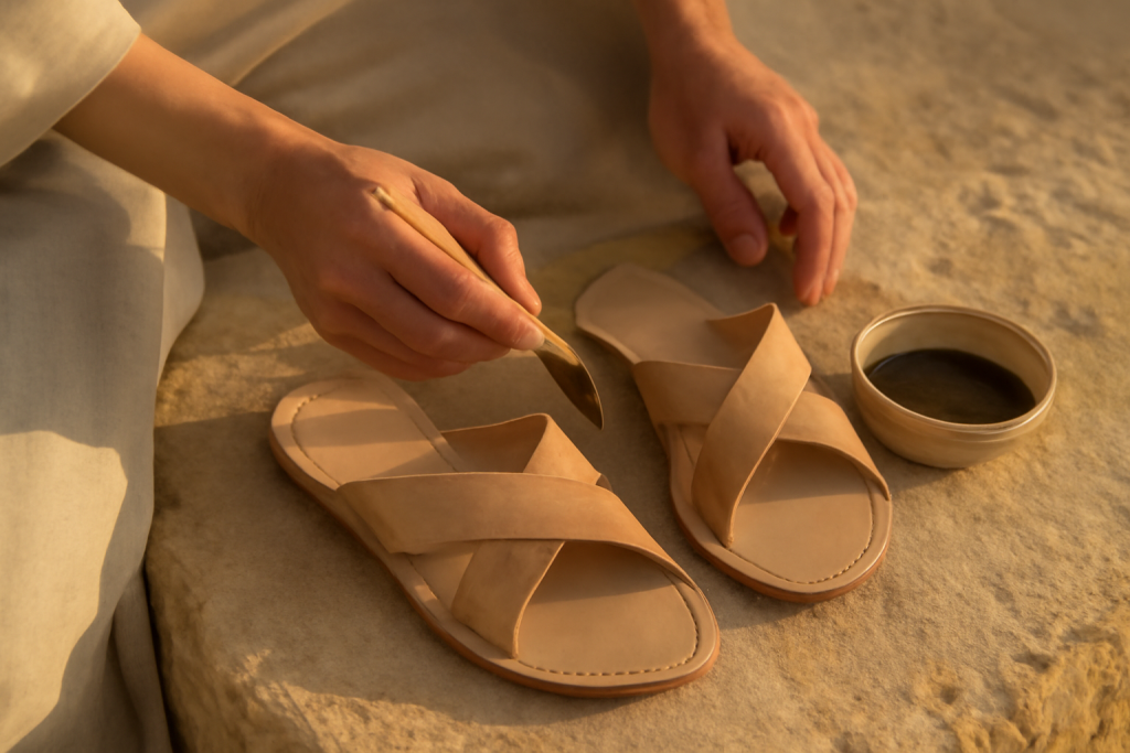 Comment raviver la couleur des sandales en tissu ?