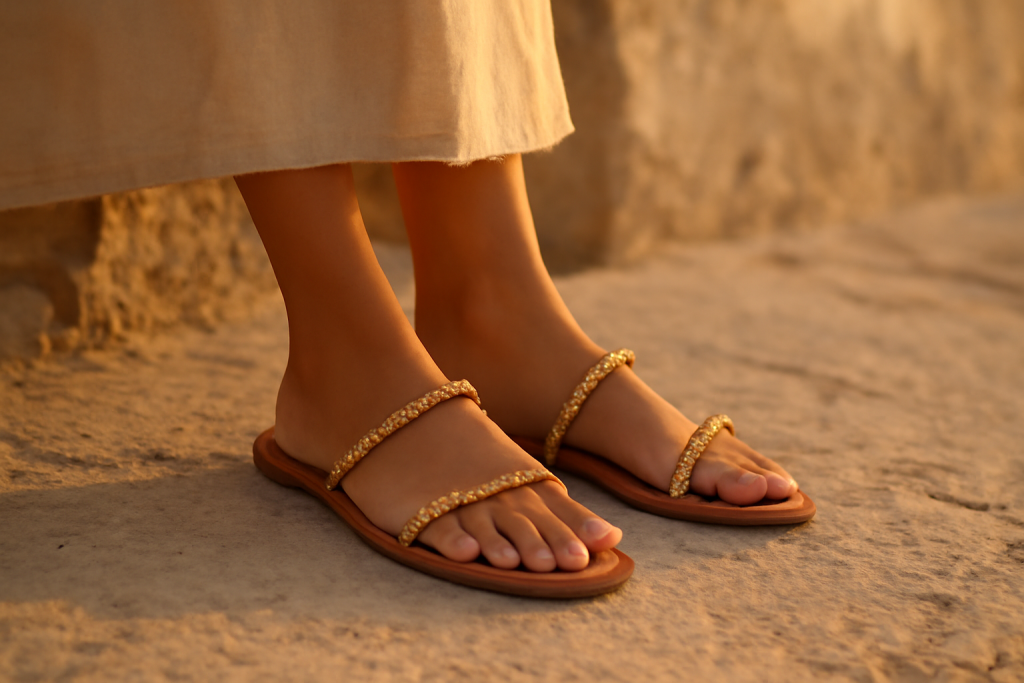 Comment associer des sandales à perles à une tenue bohème ?