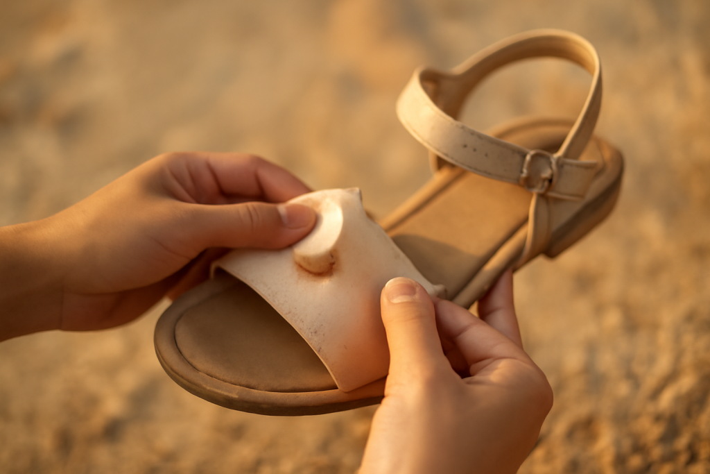 Comment enlever les traces de crème solaire sur ses sandales ?