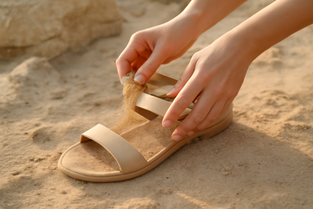Comment enlever le sable coincé dans ses sandales sans les abîmer ?